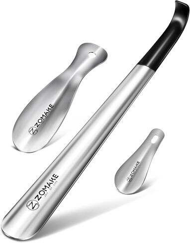 ZOMAKE 2 Pcs Metal Shoe Horn Long Handle 16.5 Inch - 7.5 Inch Small Shoehorn for Seniors Giant Shoe Spoon Stainless Calzador De Zapatos Largo Shoe Horns Shoe Helper for Elderly Women Kid in Saudi Arabia