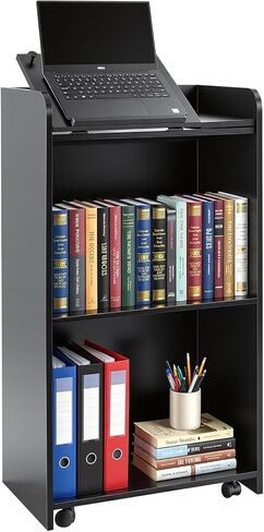 المنصة - حامل المنصة المحمولة، حامل مضيفة مع عجلات، مكتب استقبال منصة الكنيسة، منابر للكنائس، منصة منبر متنقلة للمؤتمرات، قاعة الاجتماعات، الفصول الدراسية، رف قابل للتعديل (أسود) in Saudi Arabia