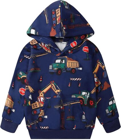 NUBEEHOHO Toddler Boy Hoodie Cartoon Graphic Fall Clothes Kids Cute Sweatshirts With Kangaroo Pocket 2-8T in Kuwait