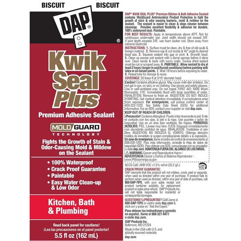 Dap 18539 Kwik Seal Plus Kitchen and Bath All-Purpose Adhesive Caulk Bisque, 5.5-Ounce in Saudi Arabia