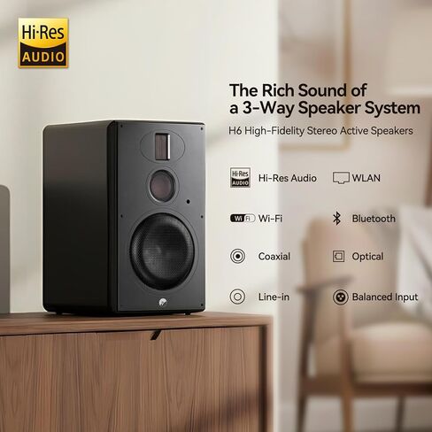 مكبرات صوت HiVi-Swans M5A Hi-Fi Bluetooth على رف الكتب - مكبرات صوت احترافية لشاشة الاستوديو - مكبرات صوت Wi-Fi منزلية تعمل بالطاقة مقاس 8 بوصات، صوت جهير متفجر للغرفة الكبيرة in Saudi Arabia