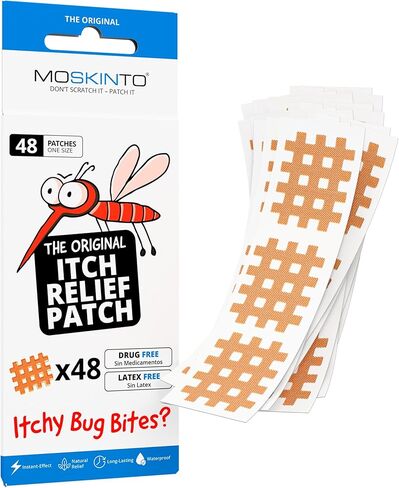 Moskinto The Original Itch Relief Patch with Moskito Care Insect Repellent | Instantly Bite-Relief Patches | 1 Family Pack - 42 Patches | 1 Travel Pack - 24 Patches in Saudi Arabia