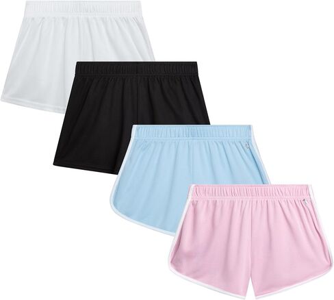 RBX Girls' Active Shorts - 4 Pack Athletic Gym Dolphin Shorts (Size: 4-16) in Saudi Arabia