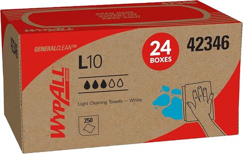 WypAll® GeneralClean™ L10 Light Cleaning Towels (05320), Pop-Up Box, Limited Use Towels, White (125 Sheets/Box, 18 Boxes/Case, 2,250 Sheets/Case) in Kuwait