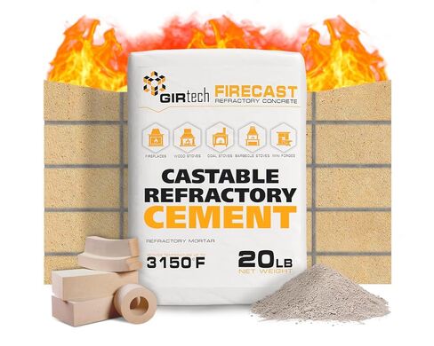 Girtech FireCast Castable Refractory Cement Mix 3110 Degree Fahrenheit 20 Lbs High Temperature Heat Resistant Fireproof Mortar Build Repair Pizza Oven Fire Places Forge Kiln Stove in Saudi Arabia