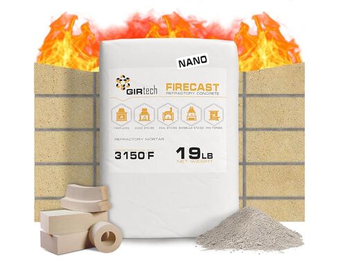 Girtech FireCast Castable Refractory Cement Mix 3110 Degree Fahrenheit 20 Lbs High Temperature Heat Resistant Fireproof Mortar Build Repair Pizza Oven Fire Places Forge Kiln Stove in Kuwait