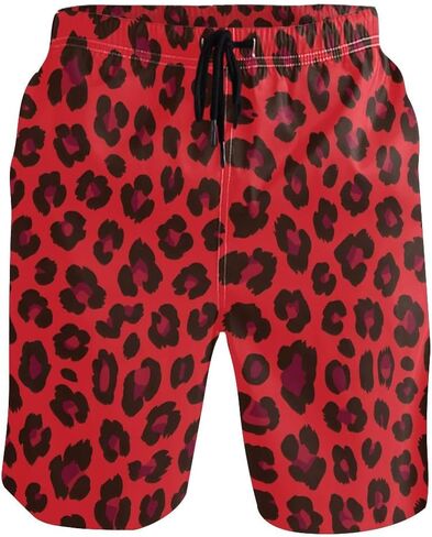 Mens Swim Trunks Leopard Beach Board Shorts Quick Dry Swim Shorts with Pockets in Saudi Arabia
