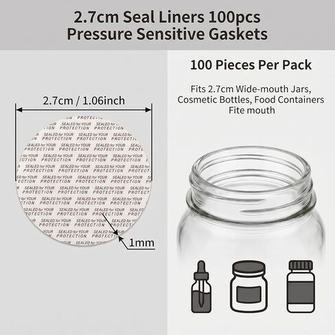 100PCS Pressure Sensitive Lines Foam Safety Tamper Resistant Seals for Cosmetic Bottle/Jar Cap Liners Tamper Seal Cap Liner Sealed (Diameter 3.5cm) in Saudi Arabia
