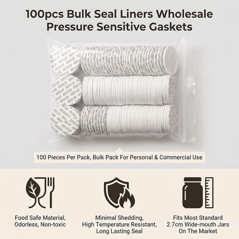 100PCS Pressure Sensitive Lines Foam Safety Tamper Resistant Seals for Cosmetic Bottle/Jar Cap Liners Tamper Seal Cap Liner Sealed (Diameter 3.5cm) in Saudi Arabia