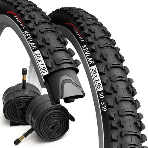 مجموعة Fincci إطارات قابلة للطي مقاس 26 × 1.95 بوصة 50-559 مع أنابيب داخلية لصمام شريدر للدراجات الجبلية الهجينة MTB in Saudi Arabia