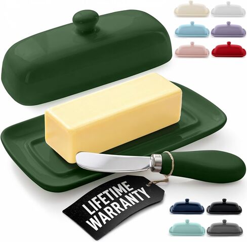 Zulay Porcelain White Butter Dish With Lid For Countertop - Classic Style Ceramic Butter Dishes With Lid & Knob Handle - Standard Butter Holder for Storing 1 Western Or Eastern Butter Stick in Kuwait