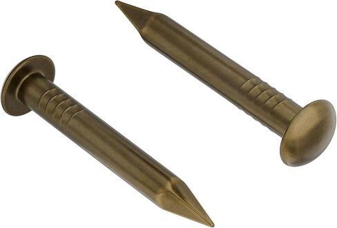 Round Head Brass Escutcheon Pins | 1/2" Long | 100 Pieces Approx. | Decorative Antique Vintage Furniture Brad Nails | EB-16 in Kuwait
