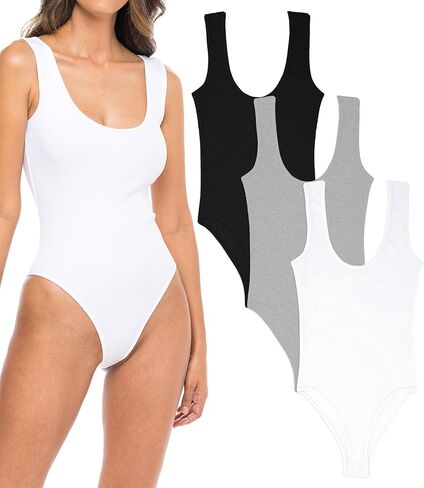 قميص بدون أكمام مثير بيسكس مكون من 6 قطع - بدلة للجسم | Onsies تمتد ضلع القطن in Saudi Arabia