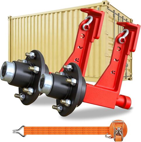 2 Sets of Container Wheel 6-Ear Wheel Kits, Heavy-Duty Container axles and Heavy-Duty Ratchet Bundles for Moving 20-Foot - 40-Foot containers, Container Accessories in Saudi Arabia