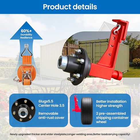 2 Sets of Container Wheel 6-Ear Wheel Kits, Heavy-Duty Container axles and Heavy-Duty Ratchet Bundles for Moving 20-Foot - 40-Foot containers, Container Accessories in Saudi Arabia