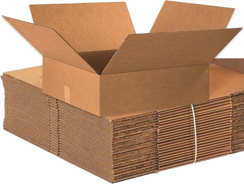 PARTNERS BRAND 20x20x6 Flat Corrugated Boxes, Flat, 20L x 20W x 6H, Pack of 15 | Shipping, Packaging, Moving, Storage Box for Home or Business, Strong Wholesale Bulk Boxes in Saudi Arabia