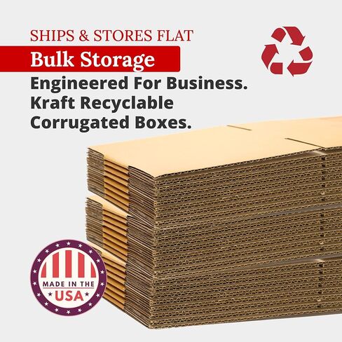 PARTNERS BRAND 20x20x6 Flat Corrugated Boxes, Flat, 20L x 20W x 6H, Pack of 15 | Shipping, Packaging, Moving, Storage Box for Home or Business, Strong Wholesale Bulk Boxes in Saudi Arabia