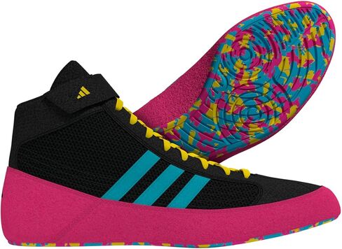 adidas Men's HVC Wrestling Shoes, Black/Charcoal/Hot Pink, 9.5 in Saudi Arabia
