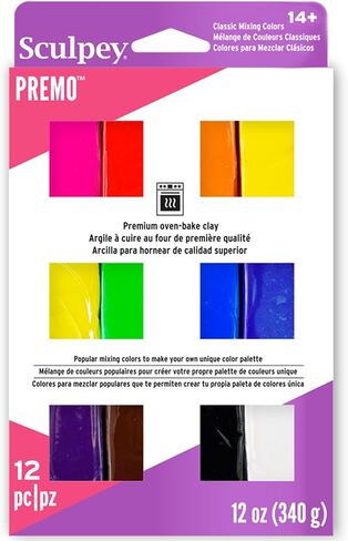 Sculpey Premo Classic Mixing Color sampler pack, 12 colors, Polymer Oven-Bake Clay, Non Toxic, 12 oz., Great for jewelry making, holiday, DIY, mixed media and home décor projects in Saudi Arabia