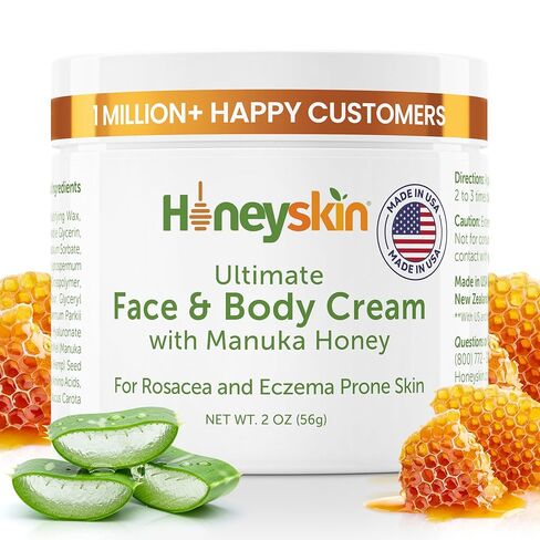 Hydrating Face Moisturizer & Body Cream with Manuka Honey Cream - Organic Face Moisturizer & Body Lotion for Extremely Dry Skin - for Dry & Itchy Skin, Rosacea & Eczema Prone Skin (Original, 2oz) in Saudi Arabia