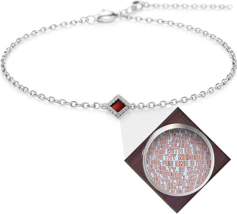 Smallest Nano Bible Christian Charm Bracelet - Tiny Square Rhombus for Women with Entire KJV New Testament Holy Scriptures on 0.2" Microchip, Religious Jewelry for Her, 6.5+2" Extension in Saudi Arabia