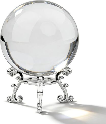 MerryNine 80mm/3.15" Top K9 Crystal Ball with Stylish Metallic Stand and Microfiber Clean Cloth, Decorative and Photography Accessory (Obsidian Black) in Saudi Arabia