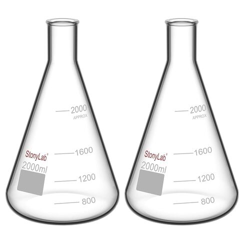 StonyLab 2-Pack Glass 25ml Heavy Wall Narrow Mouth Erlenmeyer Flasks with Heavy Duty Rim in Saudi Arabia