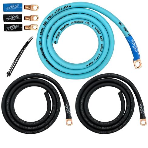 Sky High Oversized 4 Gauge OFC Big 3 Upgrade RED/Black Electrical Wiring Kit in Kuwait