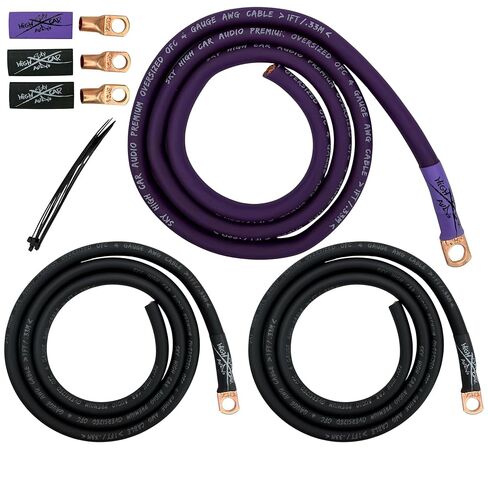 Sky High Oversized 4 Gauge OFC Big 3 Upgrade RED/Black Electrical Wiring Kit in Kuwait