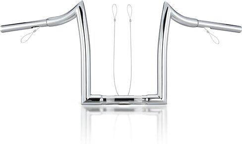 MoKitDora Sportster Dyna Softail 10" Rise Ape Hangers 1.25" Fat 1" مشبك المقود قضبان Meathook لـ Harley XL 883/1200,1994-up Road King & 1998-2013 Road Glide، أسود لامع in Kuwait