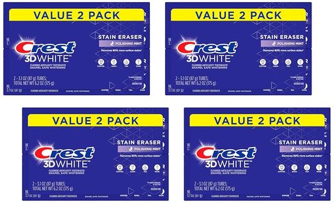 معجون أسنان كريست 3D White Stain Eraser لتبييض الأسنان، نعناع تلميع، 3.1 أونصة (عبوة من 4 قطع) in Kuwait