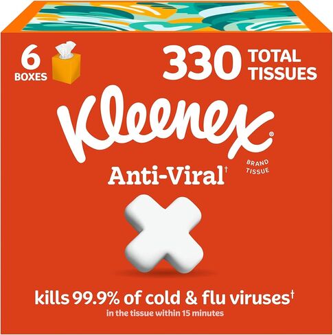 Kleenex Anti-Viral Facial Tissues, Cube Box, 68 Tissues per Cube Box, 18 Packs in Saudi Arabia