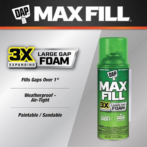 DAP 7565000043 Touch 'n Foam 4001031212 MaxFill أقصى قدر من مانع التسرب الموسع، 12 أونصة، أسمر ضارب للصفرة in Kuwait
