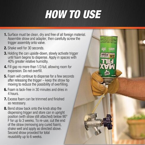 DAP 7565000043 Touch 'n Foam 4001031212 MaxFill أقصى قدر من مانع التسرب الموسع، 12 أونصة، أسمر ضارب للصفرة in Kuwait