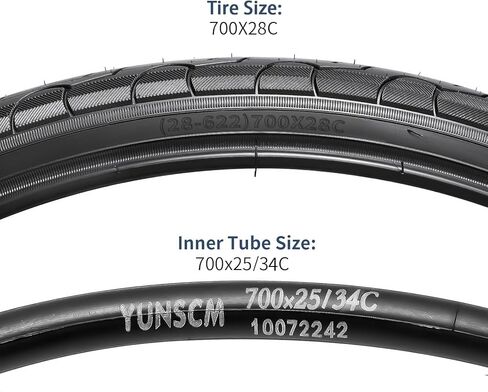 YUNSCM 700C Bike Tires 700x28C/28-622 60TPI and 700C Bike Tubes Presta Valve with 2 Rim Strips Compatible with 700 x 25C 700 x 28C Bike Bicycle Tires and Tubes (Y-1154) in Saudi Arabia