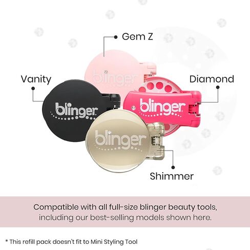 Blinger Glimmer Collection Refill Pack | Slumber Party | 12 Discs – 180 Gems | Bling in Brush Out | Works Hair Styling Tool (Multicolored) in Saudi Arabia