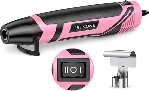 مسدس حراري صغير من SEEKONE، 350 وات 662 درجة فهرنهايت (350 درجة مئوية) أداة مسدس هواء ساخن محمولة بالحرارة السريعة مع فوهة عاكسة وحماية من الحمل الزائد للكابل بطول 4.9 قدم للنقش الحرفي، وتغليف الانكماش وتجريد الطلاء in Kuwait
