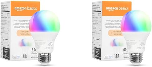 Amazon Basics Smart Light Bulb, Multicolor, Works with Alexa Only, LED, A19, 7.5W, 60W Equivalent, 800LM, 2.4 GHz Wi-Fi, 1-Pack in Kuwait