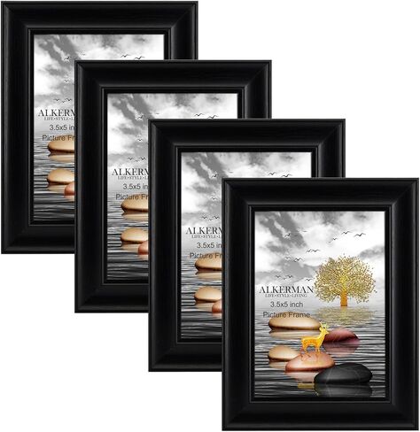 DECANIT 3.5x5 إطارات الصور ريفي المتعثرة نمط الخشب الأبيض زجاج عالي الوضوح لعرض سطح الطاولة وإطار الصورة المثبت على الحائط، حزمة من 4 in Kuwait