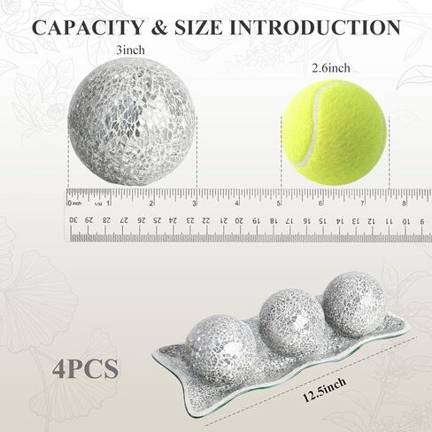 JOHOUSE 3PCS Decorative Balls with Plate, Mosaic Glass Orbs 3inch Black Orbs Centerpiece Balls for Decorate Bowls Vases Tables Wedding Party in Saudi Arabia