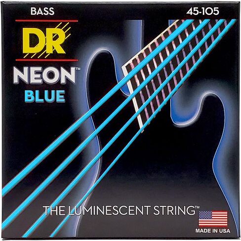 DR Strings NBB5-45 أوتار جهير عالية الوضوح بلون أزرق نيون، متوسطة 5 أوتار، 45-125 in Saudi Arabia