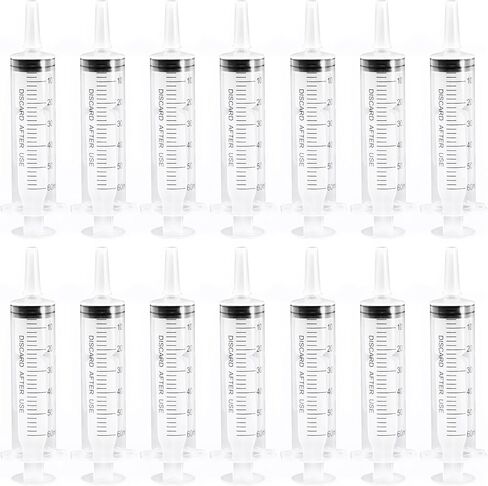 KEWAYO 3 Pack 60ml/cc Plastic Syringe Large Syringes Tools Catheter Tip Individually Sealed with Measurement for Scientific Labs, Measuring Liquids, Feeding Pets, Medical Student, Oil or Glue Applicator in Kuwait