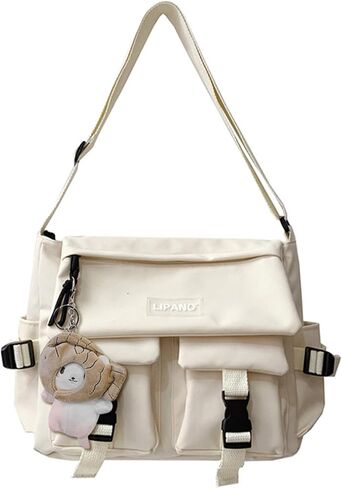 JQAliMOVV Messenger Bag Aesthetic, Kawaii Messenger Bag for Girls Women, Large Nylon Crossbody Bag Purse, Cute Messenger Bag in Saudi Arabia