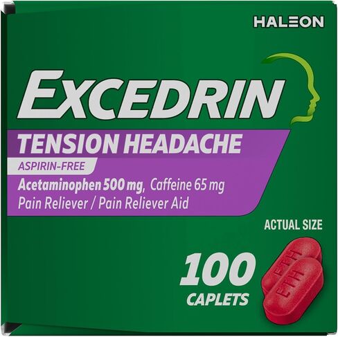 Excedrin Tension Headache Relief Caplets Without Aspirin for Head, Neck and Shoulder Pain Relief - 100 Count in Saudi Arabia