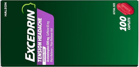 Excedrin Tension Headache Relief Caplets Without Aspirin for Head, Neck and Shoulder Pain Relief - 100 Count in Saudi Arabia