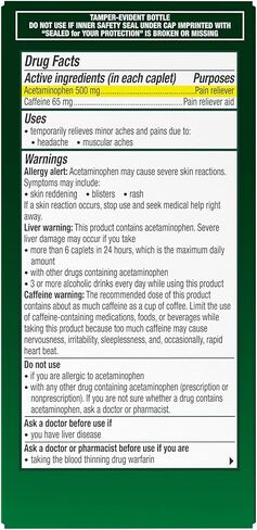 Excedrin Tension Headache Relief Caplets Without Aspirin for Head, Neck and Shoulder Pain Relief - 100 Count in Saudi Arabia