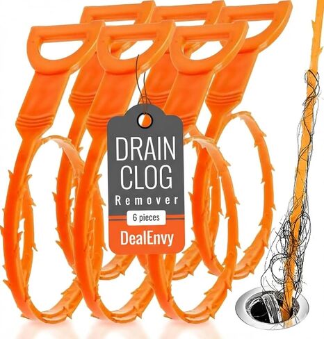 DealEnvy Drain Snake Clog Remover - Efficient Drain Cleaner Tool, Ideal for Shower and Sink Drains, Hair and Drain Clog Remover Tool - Pack of 3 in Kuwait