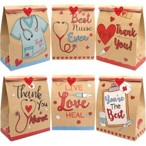 FANCY LAND Nurses Kraft Gift Bags Thank You Nurses 18 Goody Bags Nurse Appreciation Healthcare Party Supplies Nurses Week Bags in Kuwait