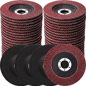 Landhoow 80 Pack Flap Disc 4 1/2 Grinding Sanding Discs Flapper Wheels Aluminum Oxide Abrasive, Type #27 Fine Processing Grinding Wheels for Angle Grinder Wood and Metal Sanding (40/60 Grit) in Kuwait