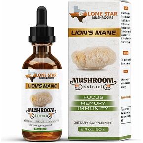 Lions Mane Mushroom Supplement | Helps Improve Mental Clarity, Focus, Memory, Brain Health | NO FILLERS | Only Mushrooms Grown in USA | Dual Liquid Extract | Gluten Free in Saudi Arabia